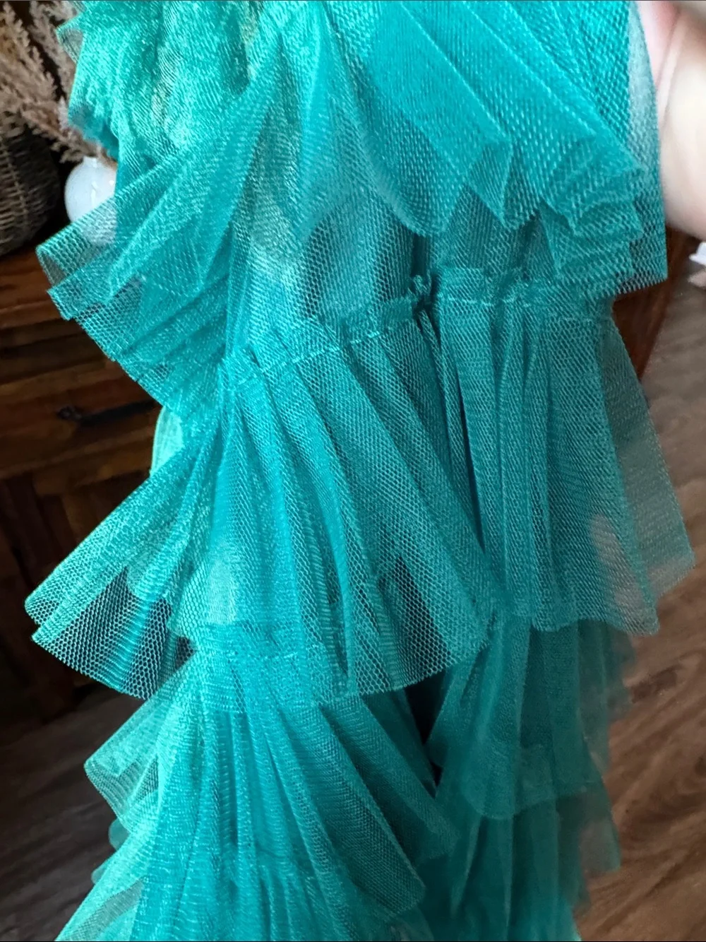 Emerald Green Ruffle Tiered Women's Skirt
